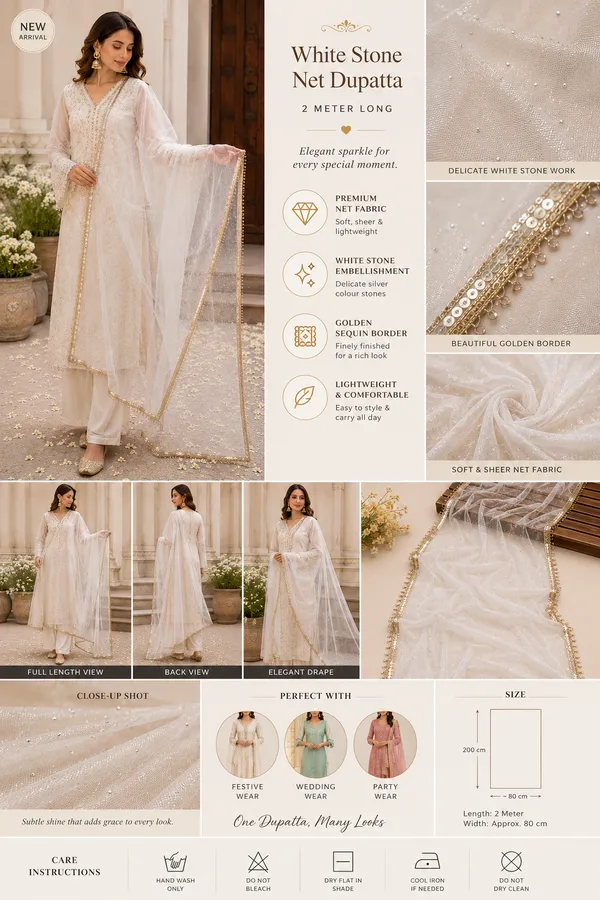 White_Stone_Work_Net_Dupatta_with_Golden_Sequin_Lace_Border