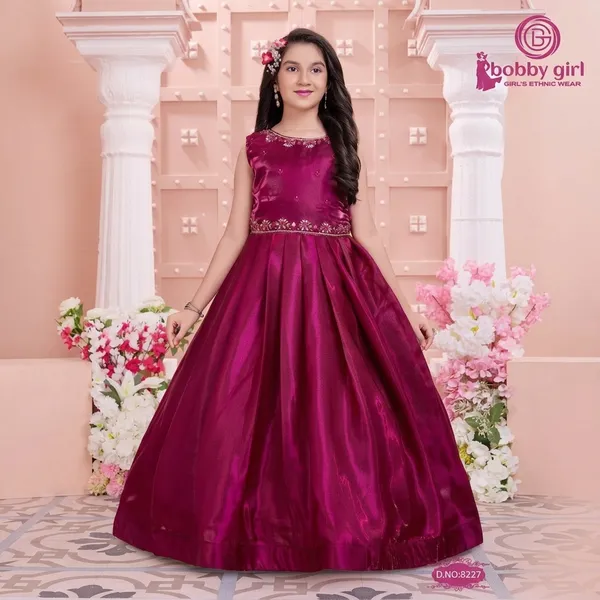Magenta_Star_Georgette_Embroidered_Sleeveless_Gown_For_Girls