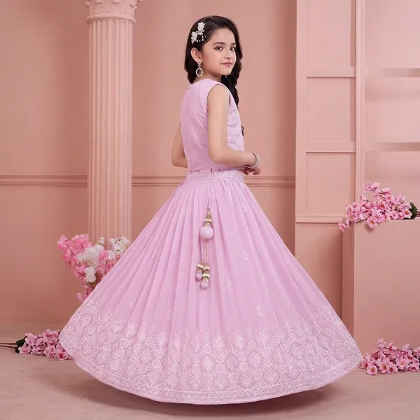 Pink_Star_Georgette_Embroidered_Lehenga_Choli_Set_For_Girls