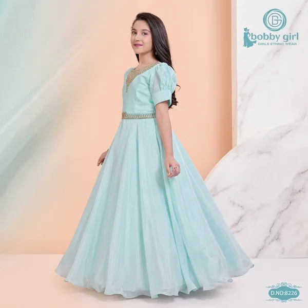 Sky_Blue_Star_Georgette_Puff_Sleeve_Embellished_Gown_For_Girls