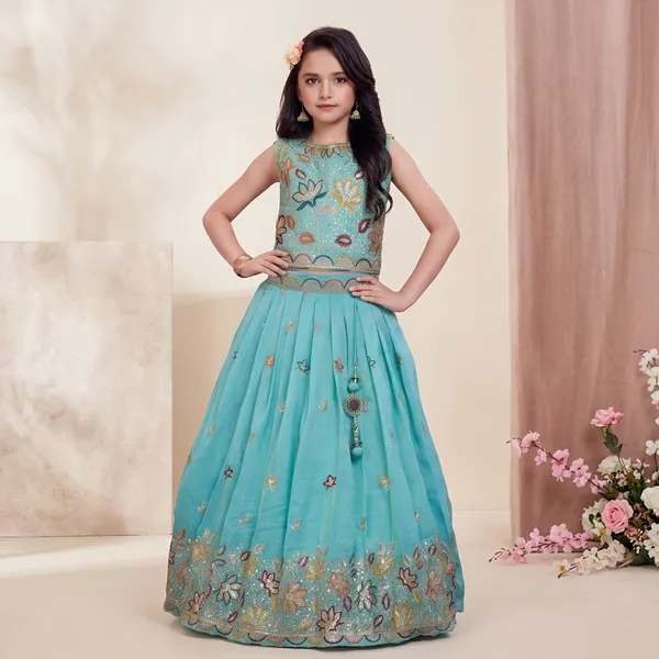 Turquoise_Blue_Star_Georgette_Embroidered_Lehenga_Choli_For_Girls