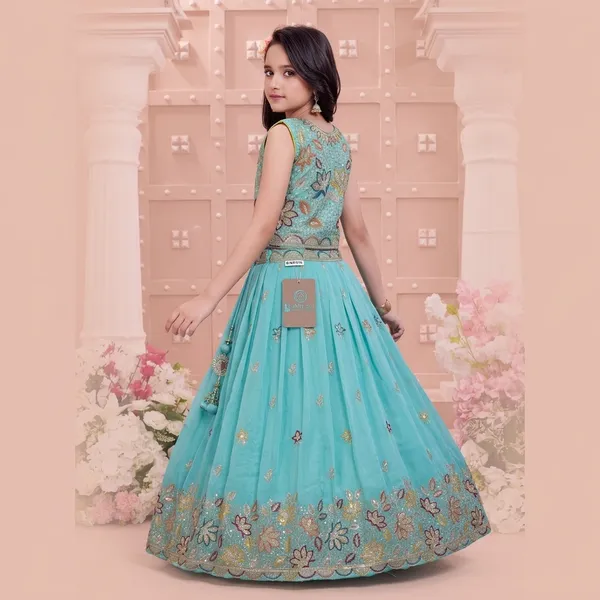 Turquoise_Blue_Star_Georgette_Embroidered_Lehenga_Choli_For_Girls