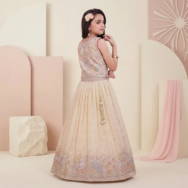 Cream_Star_Georgette_Floral_Embroidered_Lehenga_Choli_For_Girls
