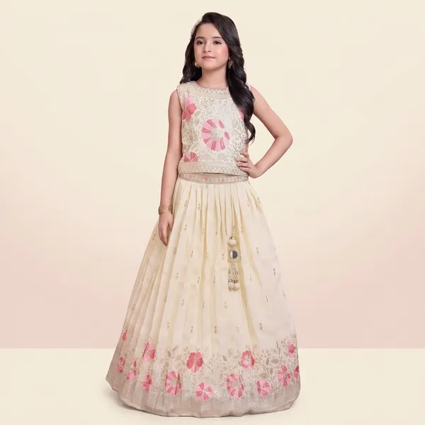 Cream_Star_Georgette_Floral_Embroidered_Lehenga_Choli_For_Girls