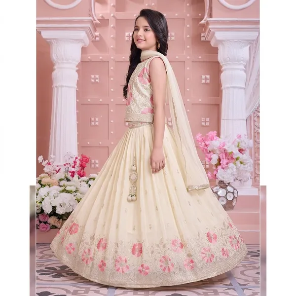 Cream_Star_Georgette_Floral_Embroidered_Lehenga_Choli_For_Girls