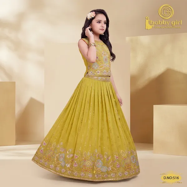 Yellow_Star_Georgette_Embroidered_Lehenga_Choli_For_Girls