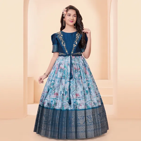 Blue_Star_Georgette_Printed_Lehenga_Choli_Set_For_Girls