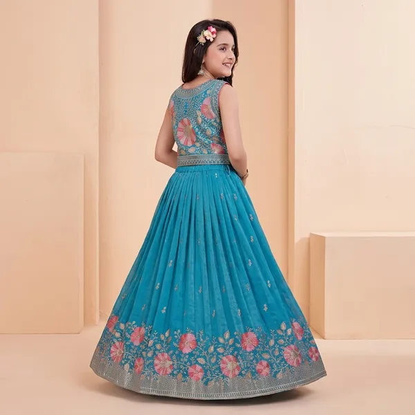 Turquoise_Star_Georgette_Embroidered_Floral_Lehenga_Choli_For_Girls