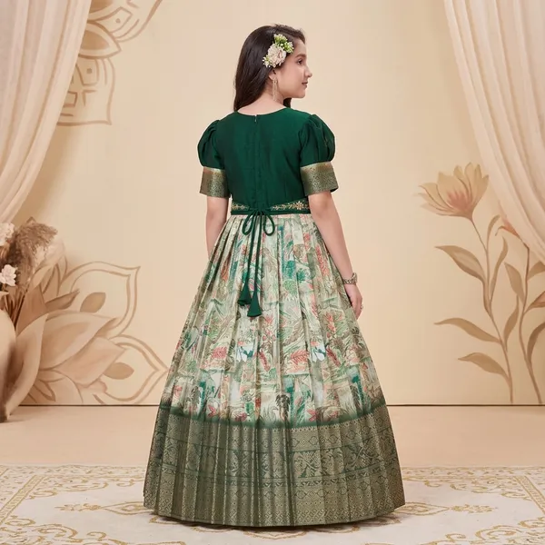 Green_Star_Georgette_Floral_Print_Anarkali_Gown_For_Girls
