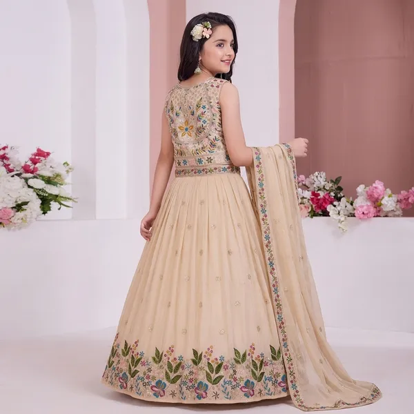 Beige_Star_Georgette_Floral_Embroidered_Lehenga_Choli_For_Girls
