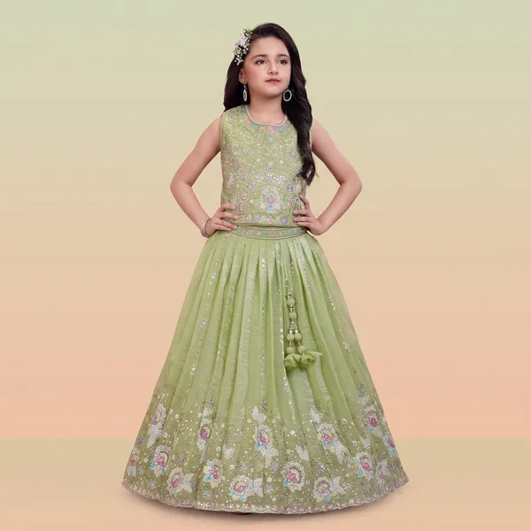 Green_Star_Georgette_Embroidered_Lehenga_Choli_Set_For_Girls