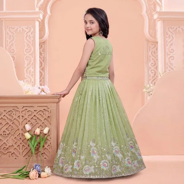 Green_Star_Georgette_Embroidered_Lehenga_Choli_Set_For_Girls