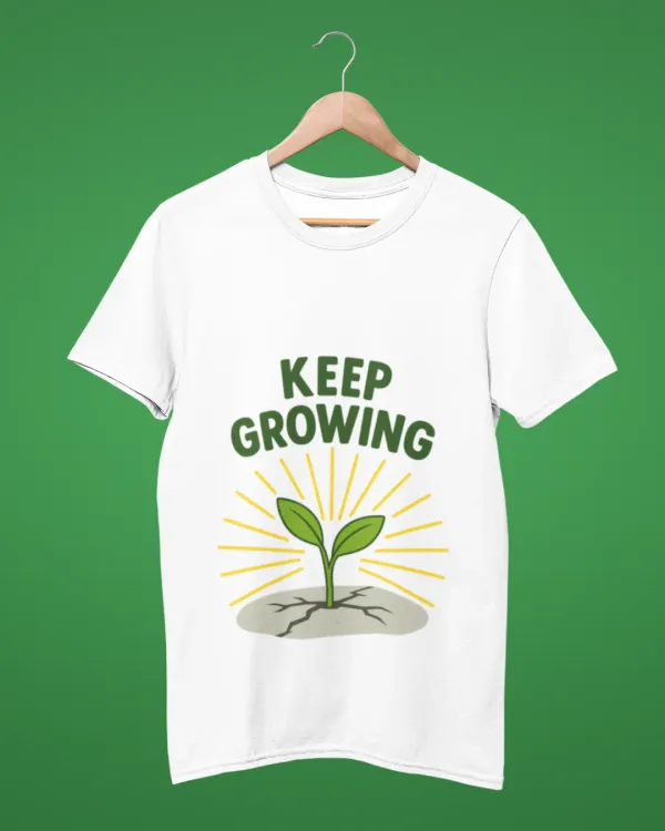 White_Cotton_Keep_Growing_T-Shirt_|_Bloom_Through_Life