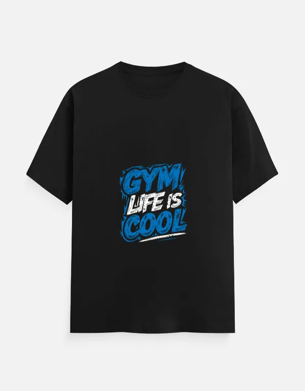 Black_Cotton_Gym_Life_is_Cool_T-Shirt_|_Fitness_Lifestyle