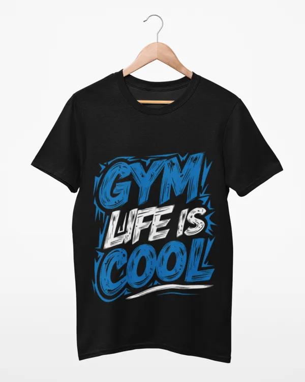 Black_Cotton_Gym_Life_is_Cool_T-Shirt_|_Fitness_Lifestyle
