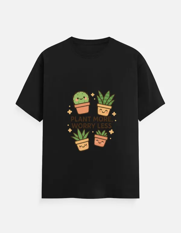 Black_Cotton_Plant_More,_Worry_Less_T-Shirt_|_Nature_Lover