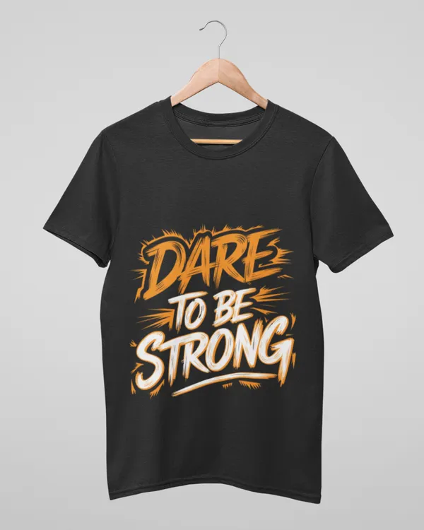 Black_Cotton_Dare_to_Be_Strong_T-Shirt_|_Power_Up_Your_Gym_Fit