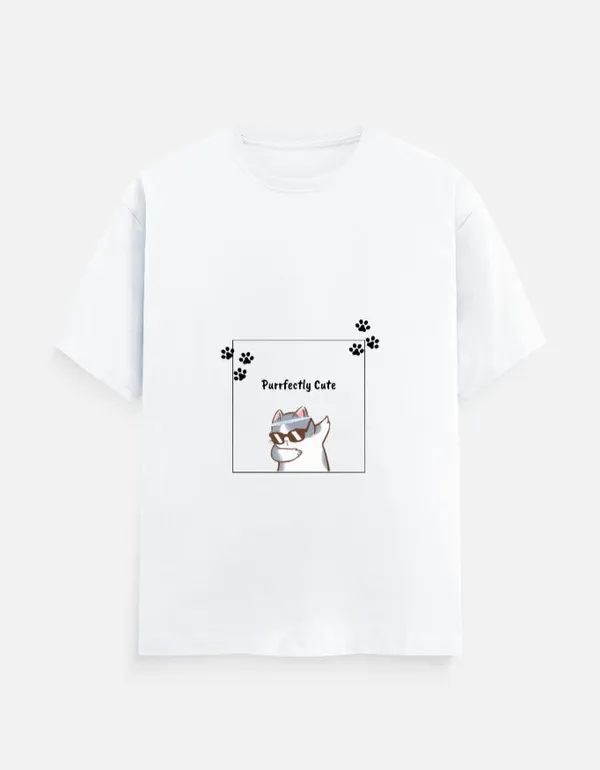 White_Cotton_Cat_&_Coffee_|_Oversized_Graphic_T-Shirt_for_Cat_Lovers