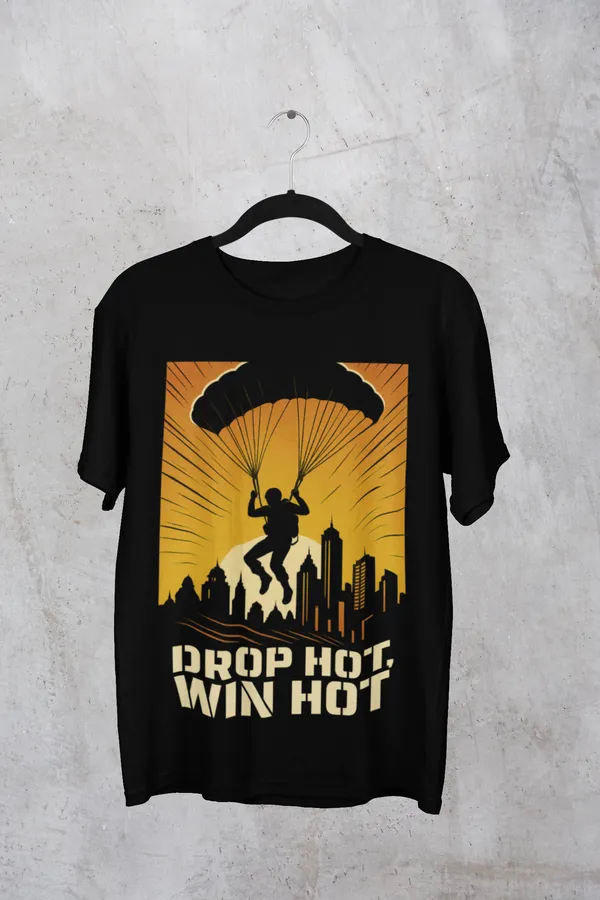 Black_Cotton_Drop_Hot_Win_Hot_Gaming_T-Shirt_|_Battle_Royale_Edition