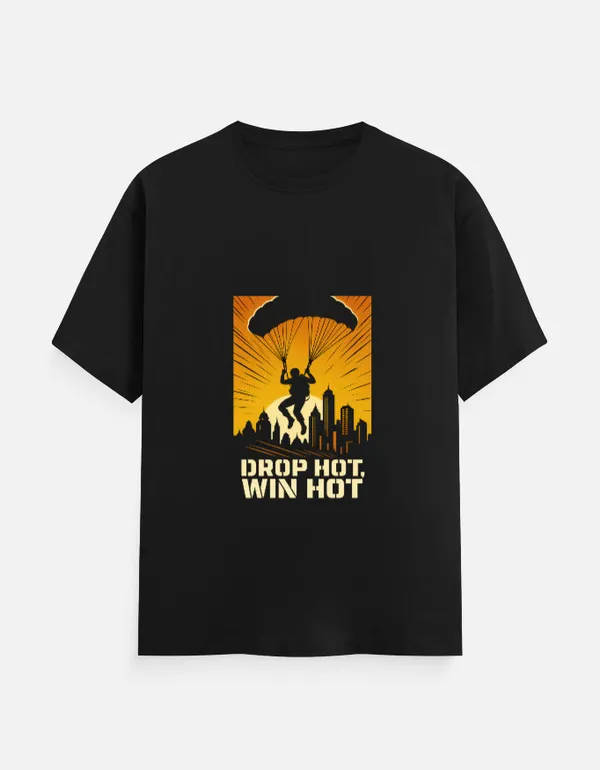 Black_Cotton_Drop_Hot_Win_Hot_Gaming_T-Shirt_|_Battle_Royale_Edition
