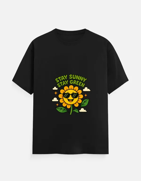 Black_Cotton_Stay_Sunny_Stay_Green_T-Shirt_|_Bright_&_Fresh_Vibes