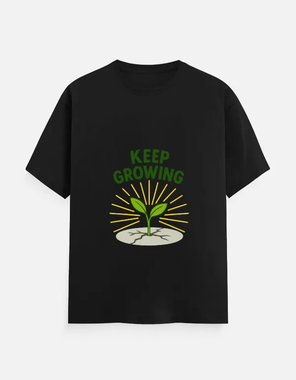 Black_Cotton_Keep_Growing_T-Shirt_|_Bloom_Through_Life