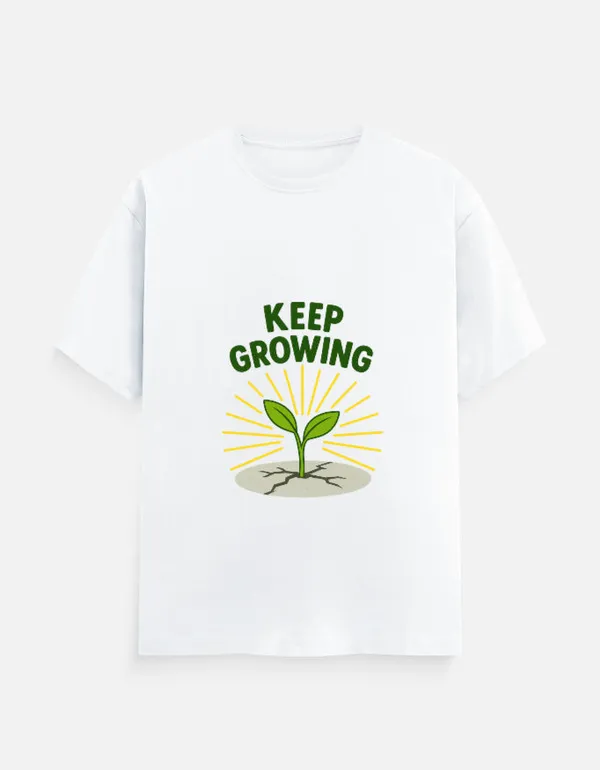 White_Cotton_Keep_Growing_T-Shirt_|_Bloom_Through_Life