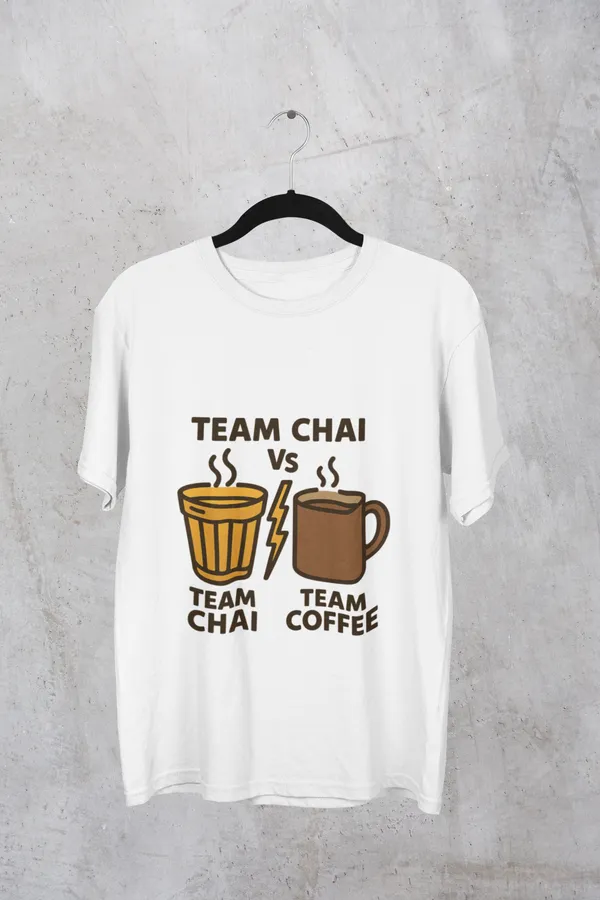 White_Cotton_Team_Chai_vs_Team_Coffee_T-Shirt_|_Caffeine_Lovers_Edition