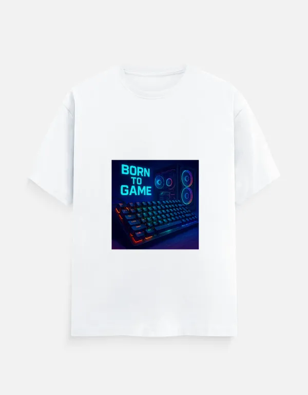 White_Cotton_Born_to_Game_T-Shirt_|_Level_Up_Your_Style