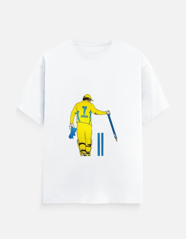 White_Cotton_Captain_Cool_|_Dhoni_Inspired_Oversized_T-Shirt