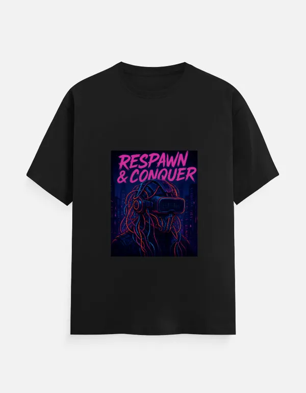 Black_Cotton_Respawn_&_Conqure_T-Shirt_|_Play_Hard,_Rise_Strong