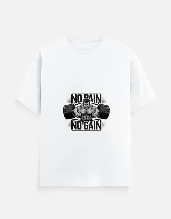 White_Cotton_No_Pain_No_Gain_Gym_T-Shirt