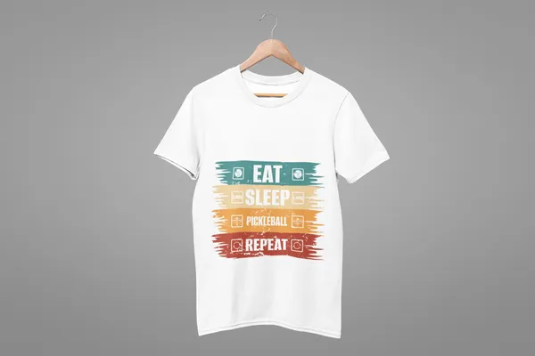 White_Cotton_Eat,_Sleep,_Pickleball,_Repeat_T-Shirt