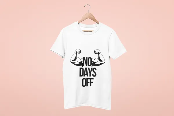 White_Cotton_No_Days_Off_Gym_T-Shirt
