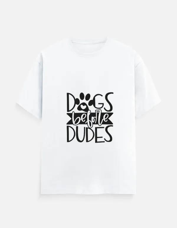White_Cotton_Dog_Before_Dudes_T-Shirt