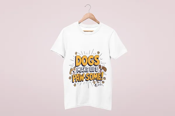 White_Cotton_Dogs_Make_Life_Paw-some_T-Shirt