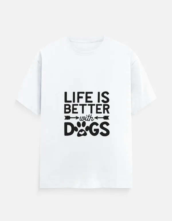 White_Cotton_Life_Is_Better_with_Dog_T-Shirt