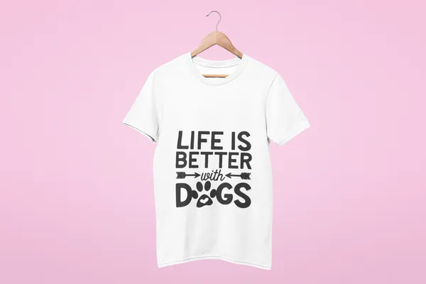 White_Cotton_Life_Is_Better_with_Dog_T-Shirt