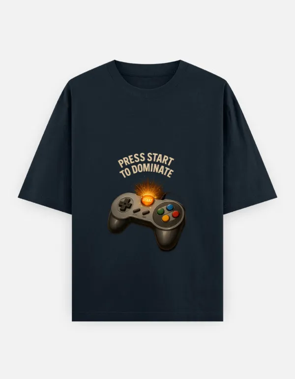 Navy_Blue_Cotton_Press_Start_to_Dominate_Oversize_T-Shirt_|_Retro_Gamer_Streetwear