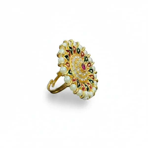 Balaji_Gold_Multicolour_Traditional_Stone_Adjustable_Finger_Ring_For_Women