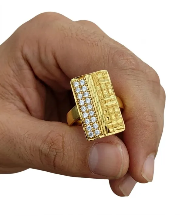 Balaji_Gold_Golden_Dual-Texture_Rectangular_Cz_Men's_Statement_Ring_For_Men