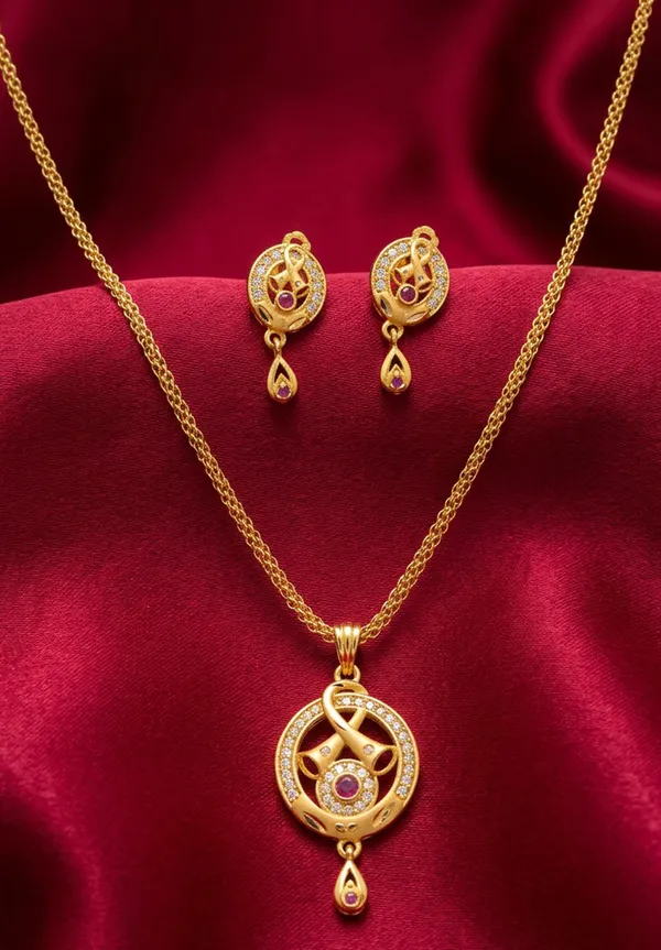 Assamese_Traditional_Pepa_Ruby_Designer_Gold_Pendant_Set