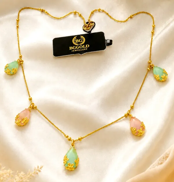 BGGOLD_Elegant_Gold-Plated_Pastel_Multi-Color_Teardrop_Charm_Necklace_for_Women
