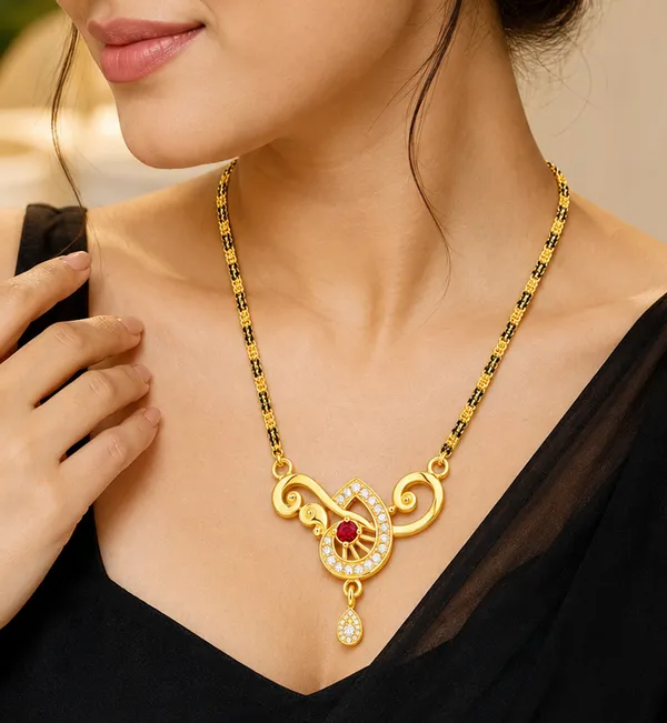 BG_Gold_Jewellery_Designer_Gold-Plated_Mangalsutra_with_Ruby_and_White_Stones