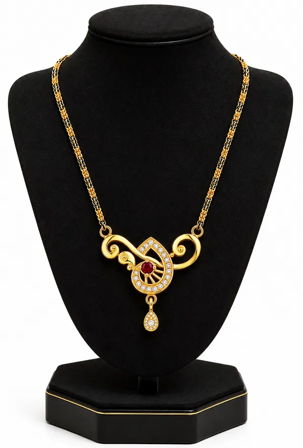 BG_Gold_Jewellery_Designer_Gold-Plated_Mangalsutra_with_Ruby_and_White_Stones