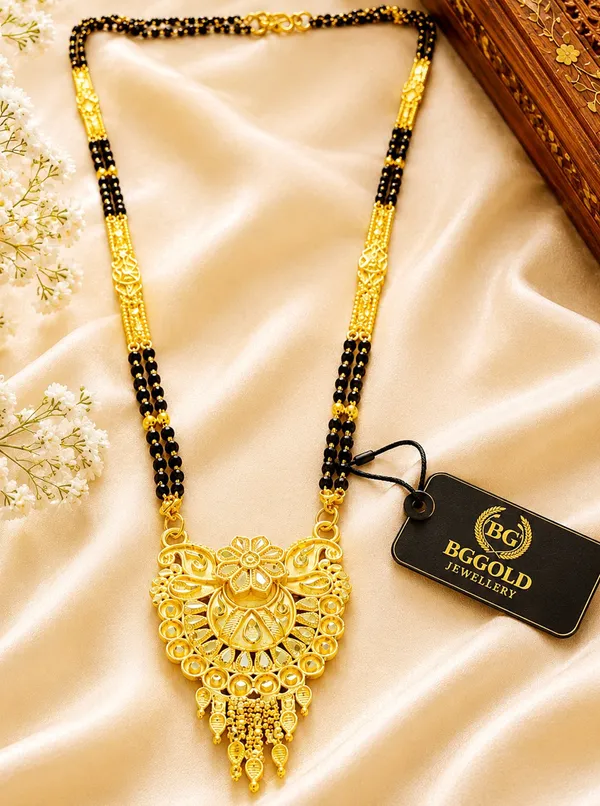 BG_Gold_Plated_Long_Double_Strand_Black_Bead_Floral_Pendant_Mangalsutra_for_Women