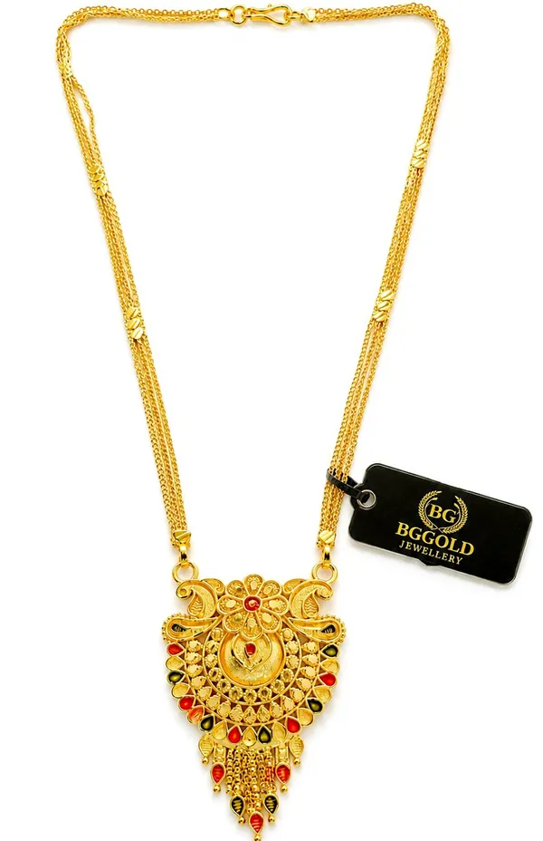 BG_Gold_Plated_Multi-Strand_Chain_Enamel_Work_Floral_Pendant_Long_Necklace_for_Women