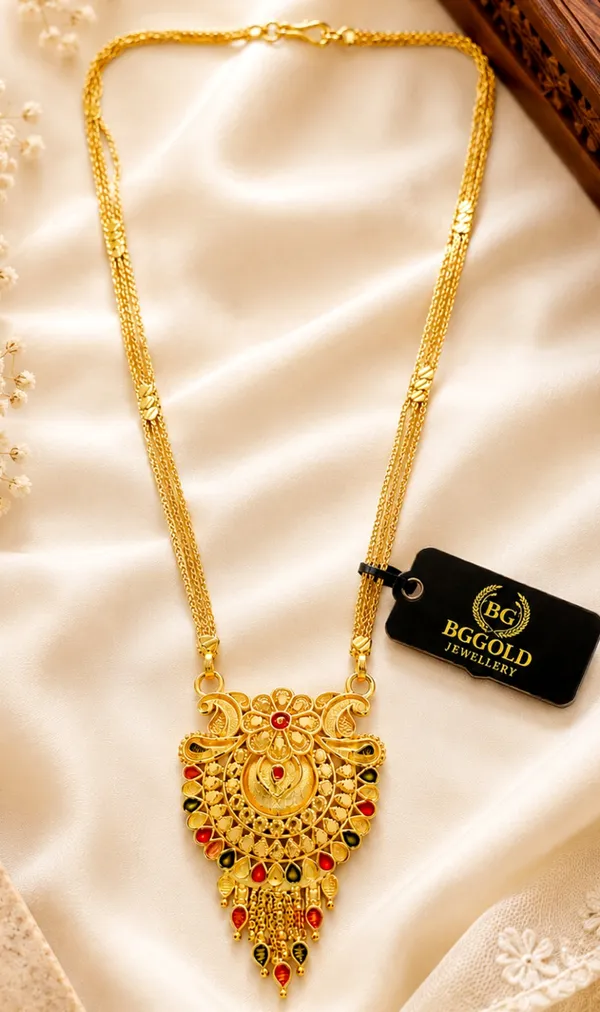 BG_Gold_Plated_Multi-Strand_Chain_Enamel_Work_Floral_Pendant_Long_Necklace_for_Women