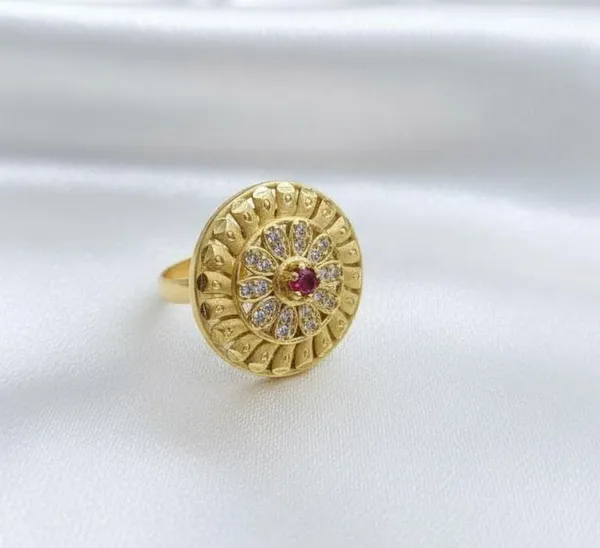 Balaji_Gold_Majestic_Flora_Scalloped_Ring_–_22K_Matte_Gold_Finish_with_Ruby_Centerb_for_Women