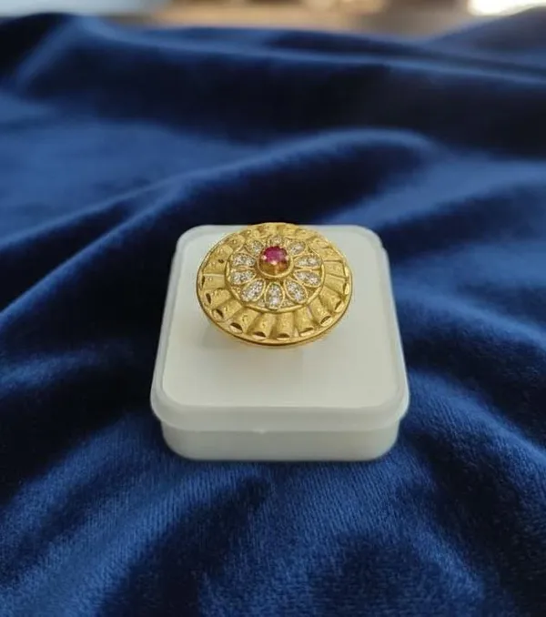 Balaji_Gold_Majestic_Flora_Scalloped_Ring_–_22K_Matte_Gold_Finish_with_Ruby_Centerb_for_Women